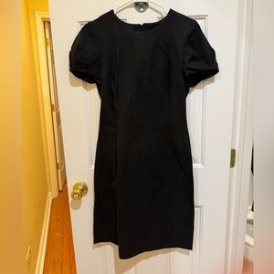 Banana Republic Black Midi Dress with Puff Sleeves